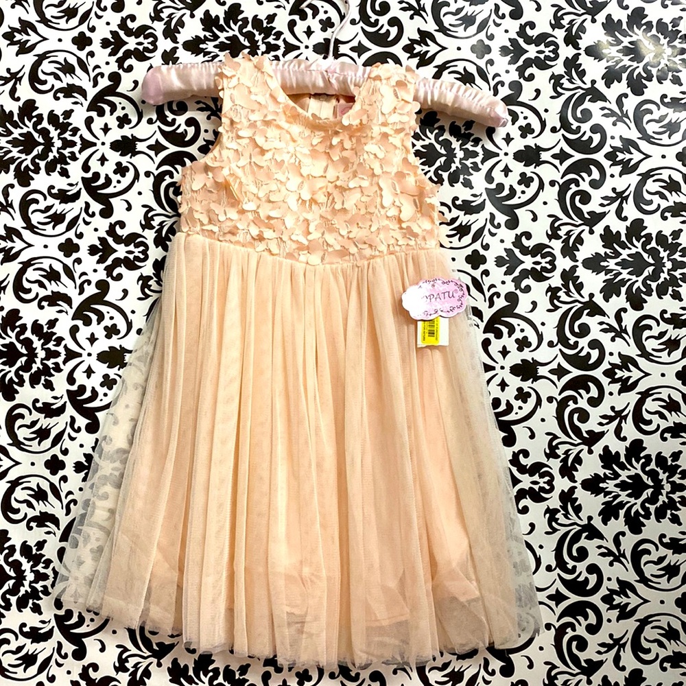 Popatu Toddler Girls Soft Peach Butterfly Dress